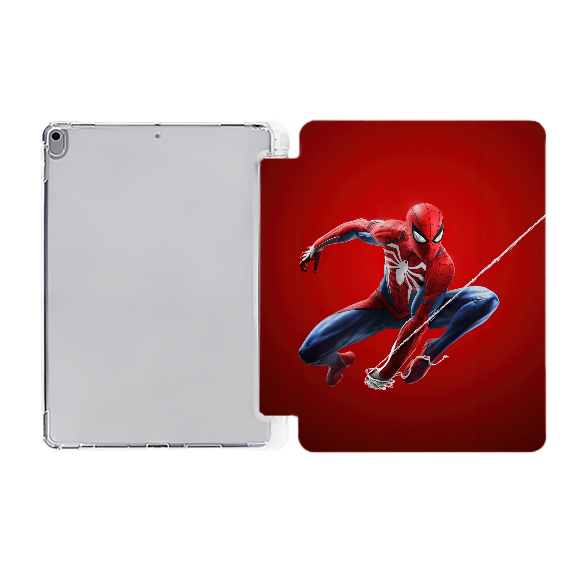Spider Man スパイダーマン IPad ケース ペン収納付き 三つ折りスタンド PUレザー×シリコン 対応機種9.5/10.5/10.9インチ
